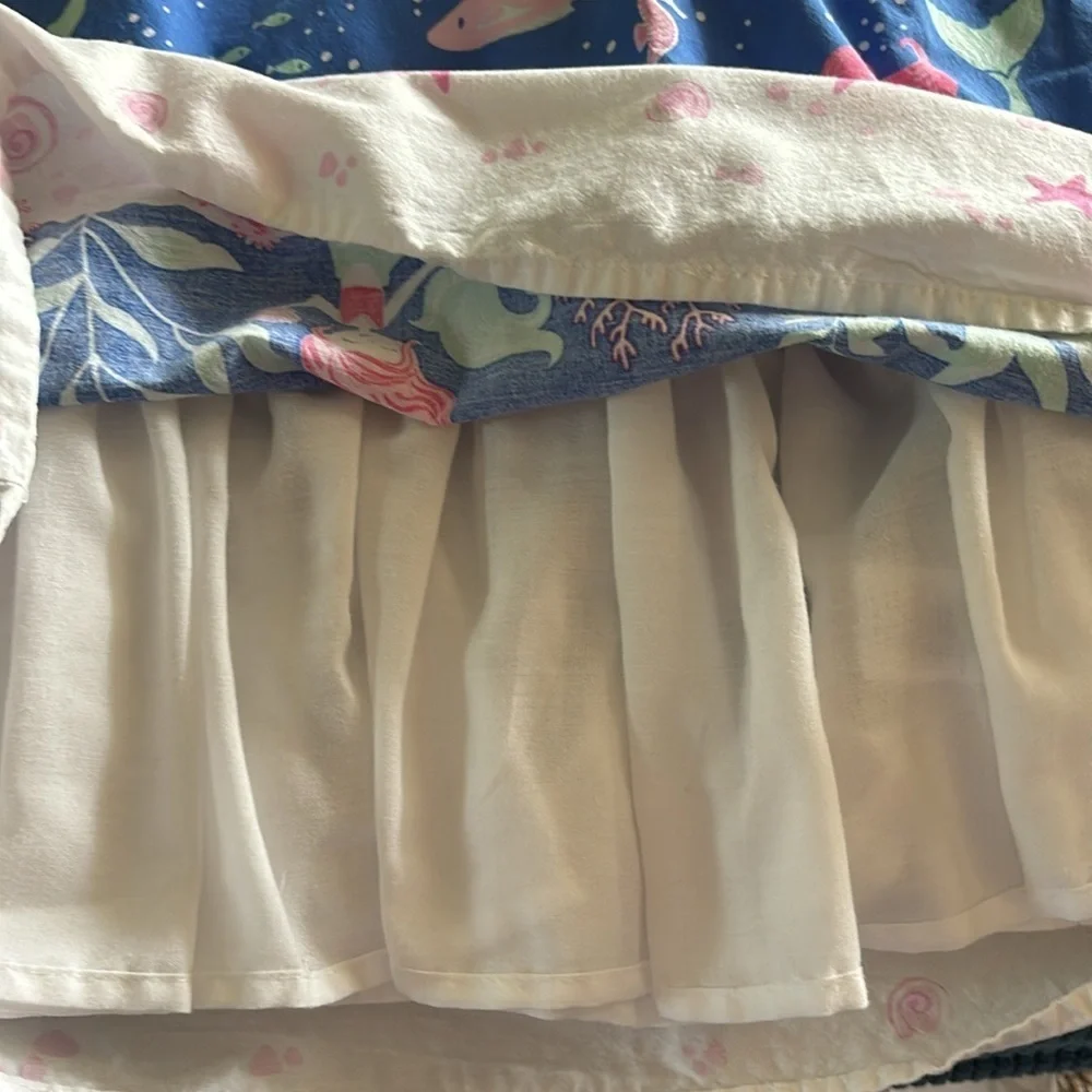 Tommy Bahama Mermaid Sleeveless Dress Sz 5 Blue Pink White Under The Sea Summer